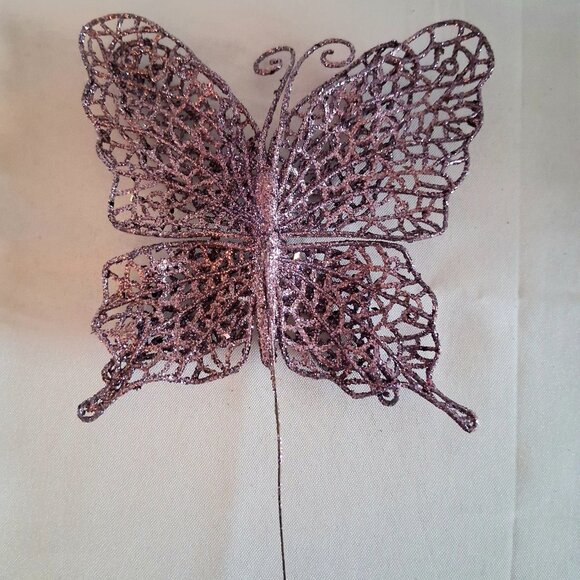 Lot of 6 Purple Glitter Decorative Butterflies - Picture 8 of 10